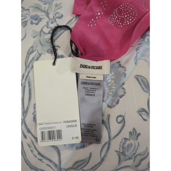 Zadig & Voltaire Bandy Triangle Strass Silk Rhinestone Scarf NWT - Picture 3 of 3